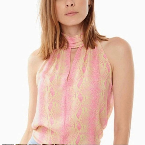 Generation Love Tops - Generation Love Jordyn Choker Neon Snake Print Top